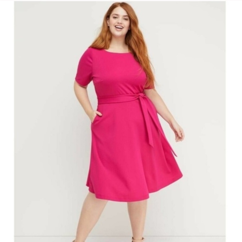 Lane Bryant Fuchsia Short Sleeve Dress